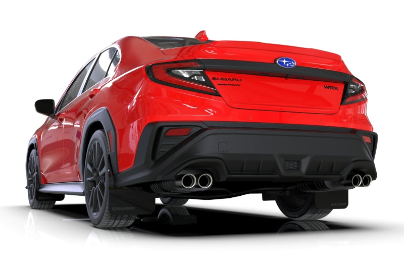 Rally Armor 22–25 Subaru WRX, schwarzer UR-Schmutzfänger, veränderte Schriftart, schwarzes Logo