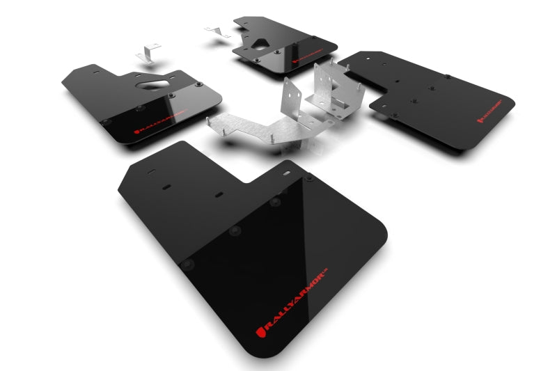 Rally Armor 21-25 Ford Bronco (Plstc Bmpr + RR – NO Rptr/Sprt) Schwarzer Schmutzfänger mit rotem Logo