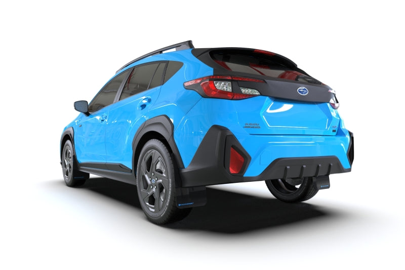 Rally Armor 24–25 Subaru Crosstrek, schwarzer UR-Schmutzfänger, hellblaues Logo