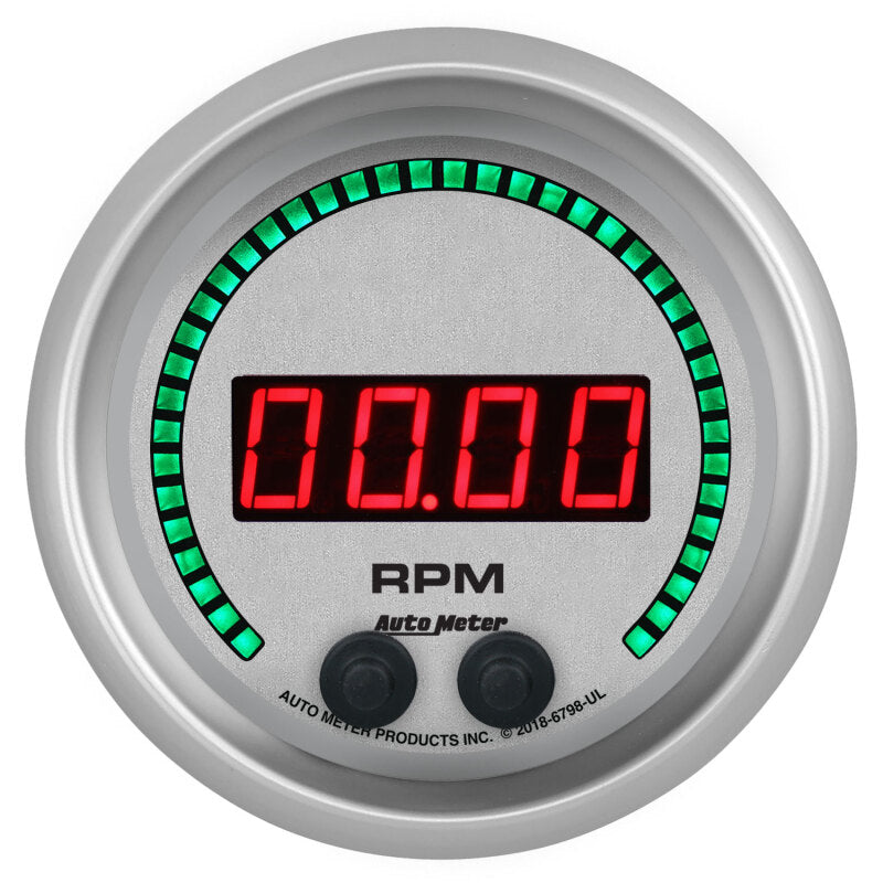Autometer 85,7 mm silberner Drehzahlmesser, 0–16.000 U/min, Ultra-Lite Elite, digitales Messgerät