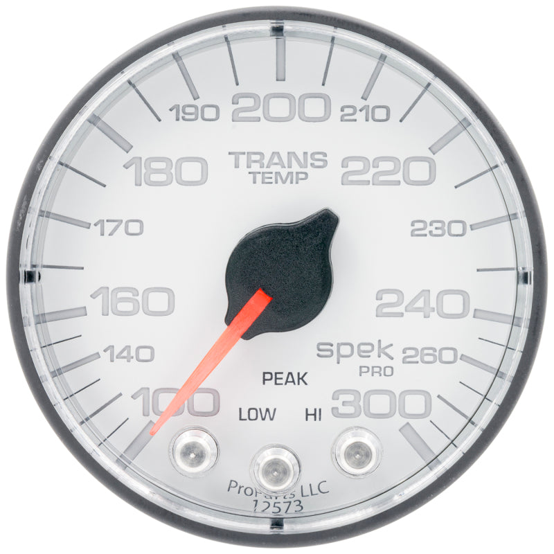 Autometer Spek-Pro 2 1/16 Zoll 300 Grad F Schrittmotor mit Peak & Warn Weiß/Schwarz Trans Temperaturanzeige