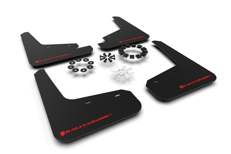 Rally Armor 20-26 Tesla Model Y, Juniper Y Schwarzer UR-Schmutzfänger mit rotem Logo