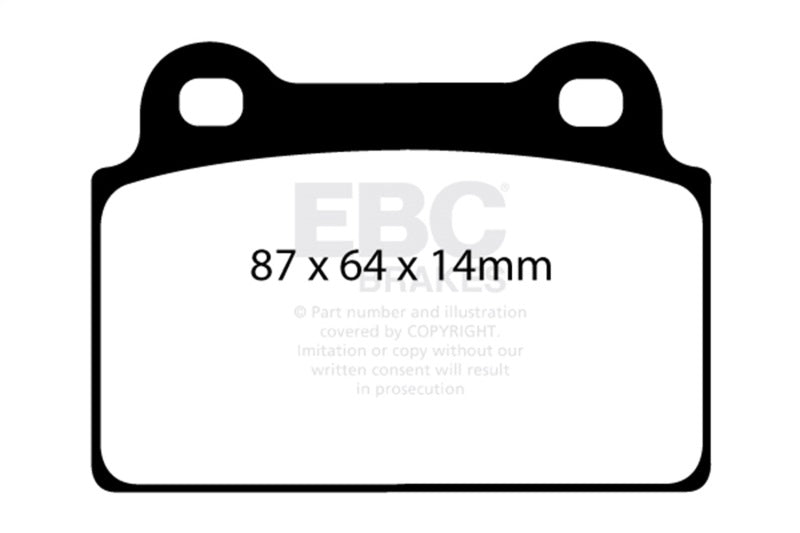 EBC 08-16 Mitsubishi Lancer Evo 10 2.0 Turbo (1-teiliger Rotor) Redstuff Bremsbeläge hinten