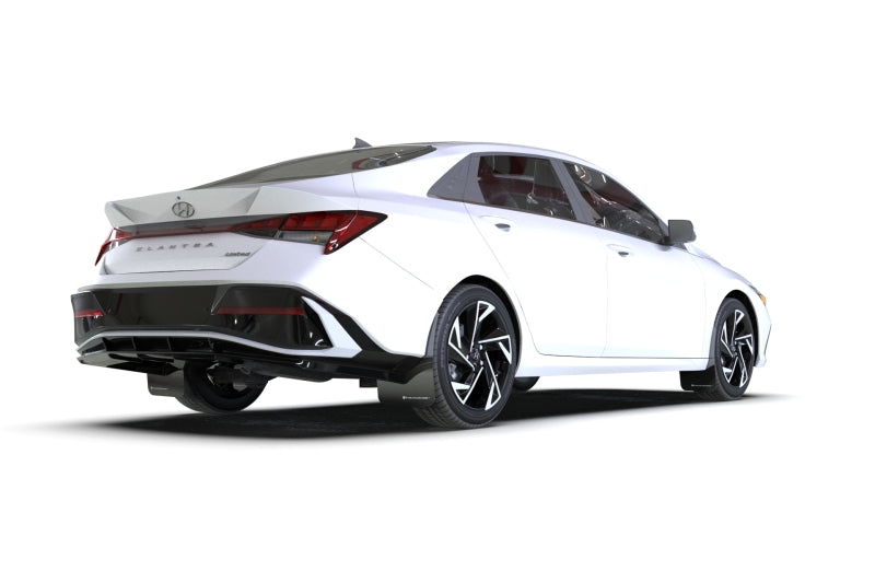 Rally Armor 24–25 Hyundai Elantra, schwarzer Schmutzfänger, weißes Logo