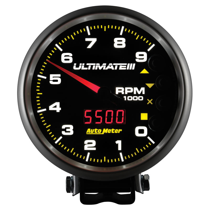 Autometer Ultimate III Wiedergabe-Drehzahlmesser, 5 Zoll, 9000 U/min, Schwarz