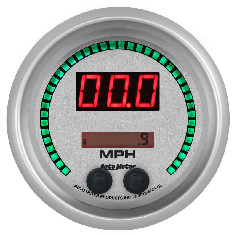 Autometer 85,7 mm Silber umschaltbarer 260 MPH / 260 KM/H Tachometer Ultra-Lite Elite Digitalanzeige