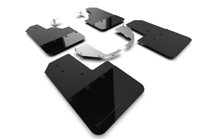 Rally Armor 21-25 Ford Bronco (Stahl-Bmpr – kein Rptr/Sprt – kein RR/RB) Schwarzer Schmutzfänger mit metallischem schwarzem Logo