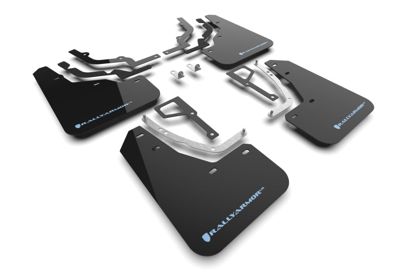 Rally Armor 2025 Hyundai Ioniq 5 N Schwarzer Schmutzfänger mit hellblauem Logo