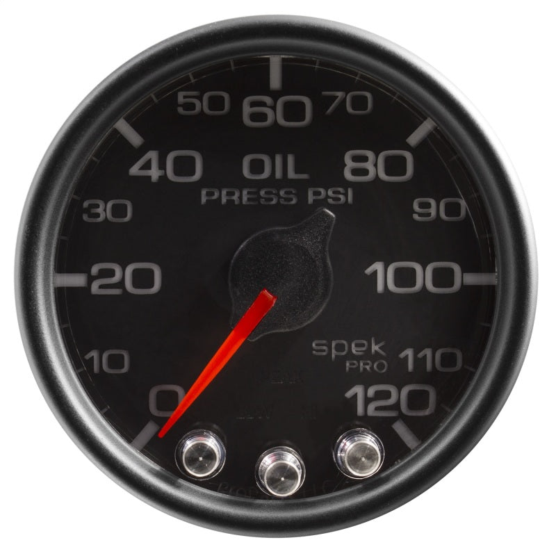 Autometer Spek-Pro Manometer Ölpresse 2 1/16 Zoll 120 psi Schrittmotor mit Peak & Warn Blk/Blk