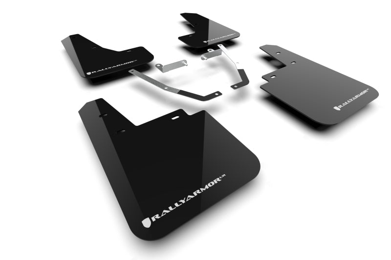 Rally Armor 24–25 Subaru Crosstrek (nur Wilderness), schwarzer UR-Schmutzfänger mit weißem Logo, kein Bohren erforderlich