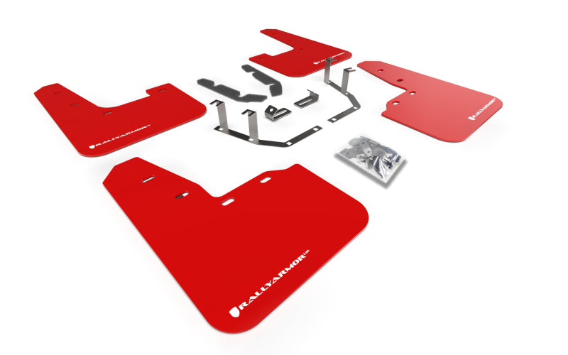 Rally Armor 18-23 Ford Fiesta ST MK8 Roter UR-Schmutzfänger mit weißem Logo