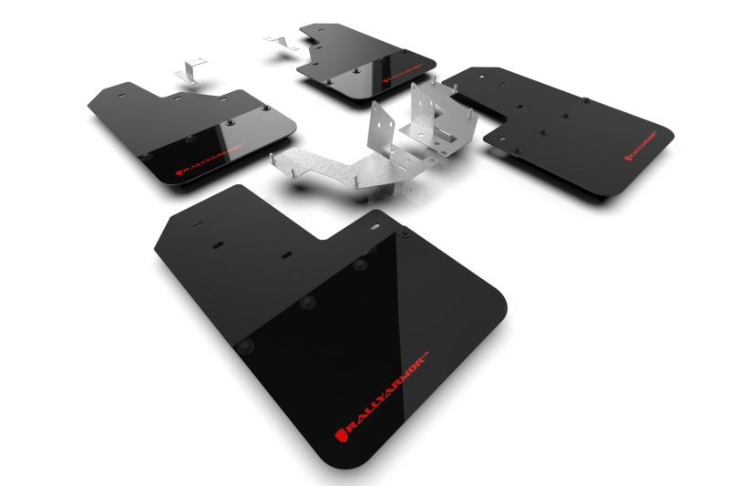 Rally Armor 21-25 Ford Bronco (Plstc Bmpr – KEIN Rptr/Sprt – KEIN RR/RB) Schwarzer Schmutzfänger mit rotem Logo