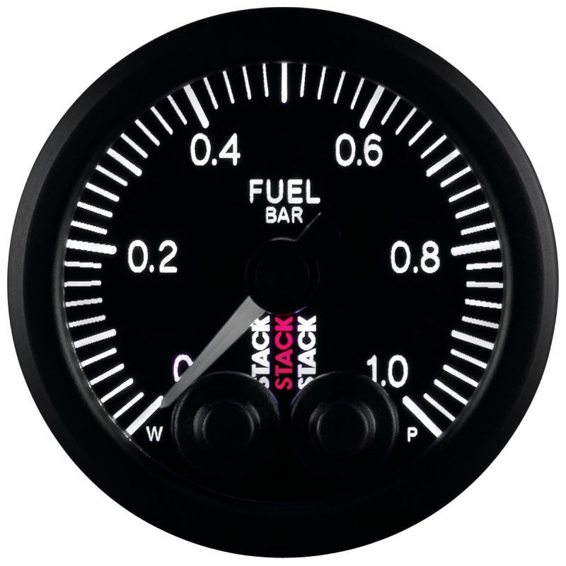 Autometer Stack 52mm 0-1 Bar M10 Male Pro-Control Fuel Pressure Gauge - Black