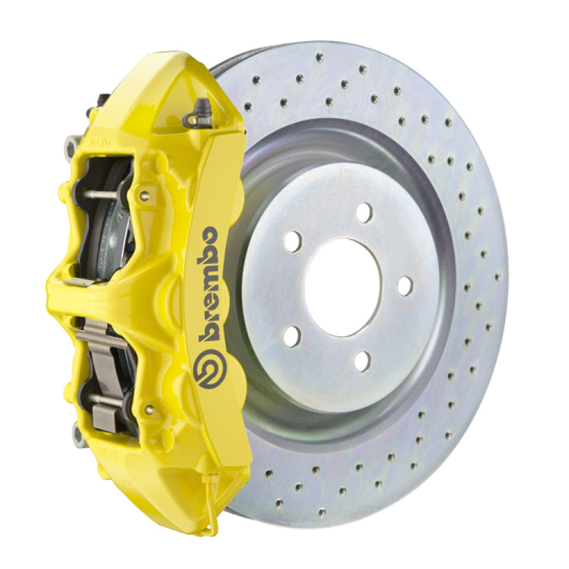 Brembo 16+ Camaro LS/LT/SS Front GT BBK 6 Piston Cast 355x32 1pc Rotor Drilled- Yellow