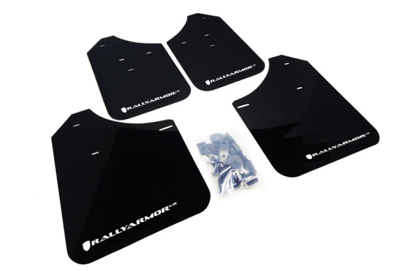 Rally Armor 02–07 Subaru WRX/STI/RS/2.5i (Kombis erforderlich) Schwarzer UR-Schmutzfänger mit weißem Logo