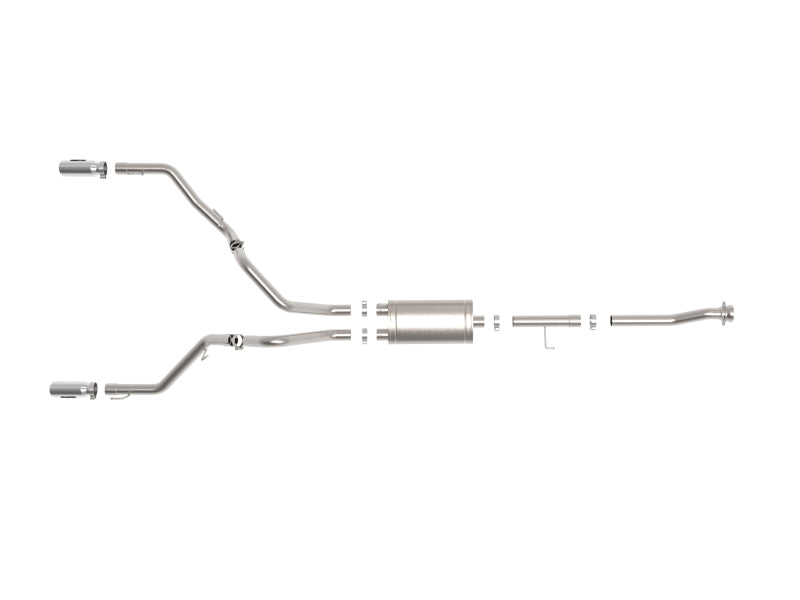 aFe Vulcan 3-calowy układ wydechowy cat-back ze stali nierdzewnej 304, do Forda F-150 V6 2.7L/3.5L (tt)/V8 5.0L z 2021 roku, z polerowanymi końcówkami rur