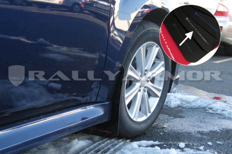 Rally Armor 10-14 Subaru Legacy Schwarzer UR-Schmutzfänger mit silbernem Logo