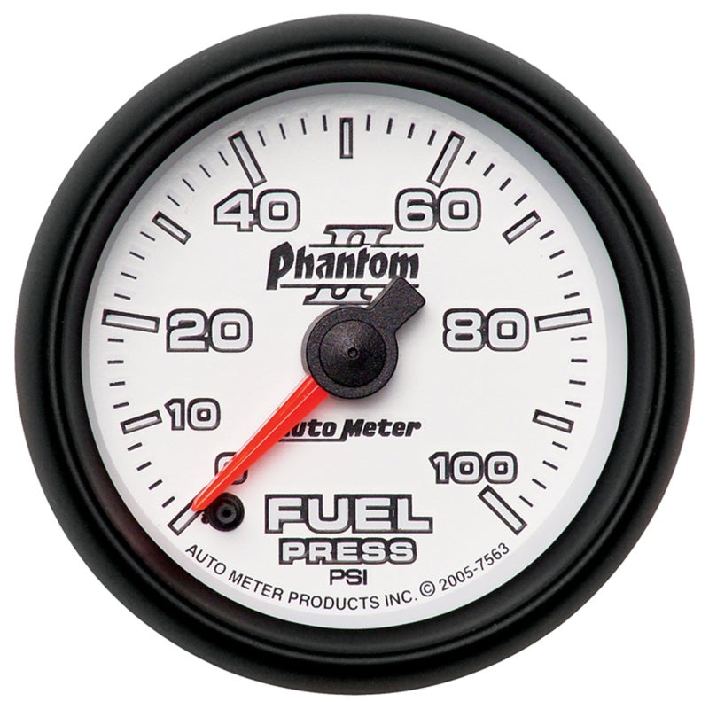 Autometer Phantom II 52.4mm Full Sweep Electronic 0-100psi Fuel Pressure Gauge