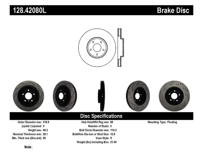 
                      
                        StopTech 08-09 Infiniti EX35 / 05-08 G35 / 09 G37 / 06-09 M35/M45 Drilled Left Front Rotor
                      
                    