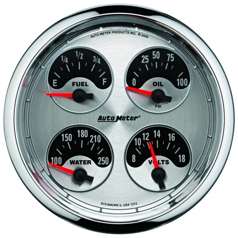 Autometer American Muscle SSE 100PSI/100-250 Deg F/8-18 Volt Oil Press/Water Temp/Volt/Fuel Gauge