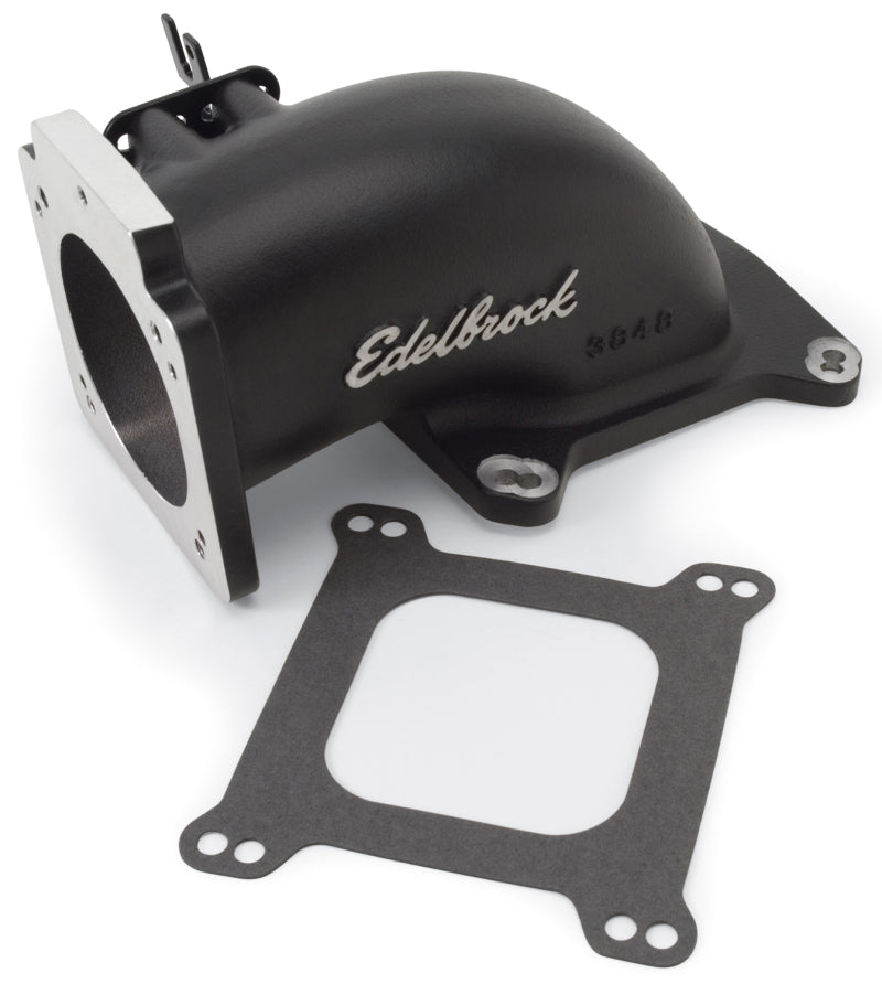 
                      
                        Edelbrock Low Profile Intake Elbow 90mm Throttle Body to Square-Bore Flange Black Finish
                      
                    