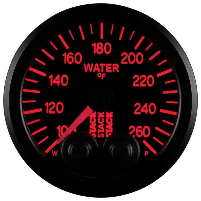 Autometer Stack Pro Control 52mm 100-260 deg F Water Temp Gauge - Black (1/8in NPTF Male)