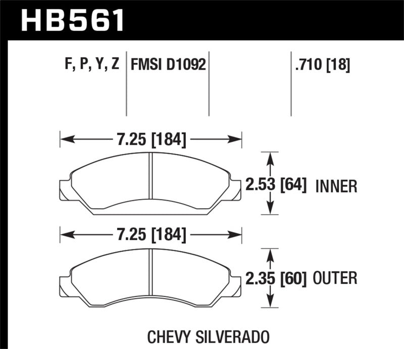 Hawk 07-08 Escalade 6.2 / 07-08 Avalanche Super Duty Front Brake Pads