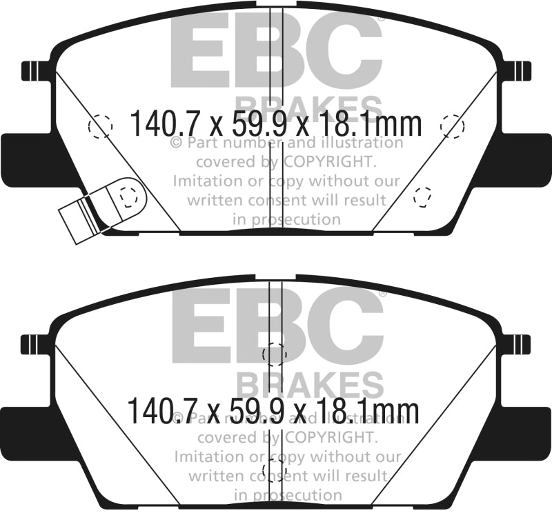 EBC 2016+ Chevrolet Malibu 1.5L Turbo (Elec PB) Redstuff Front Brake Pads