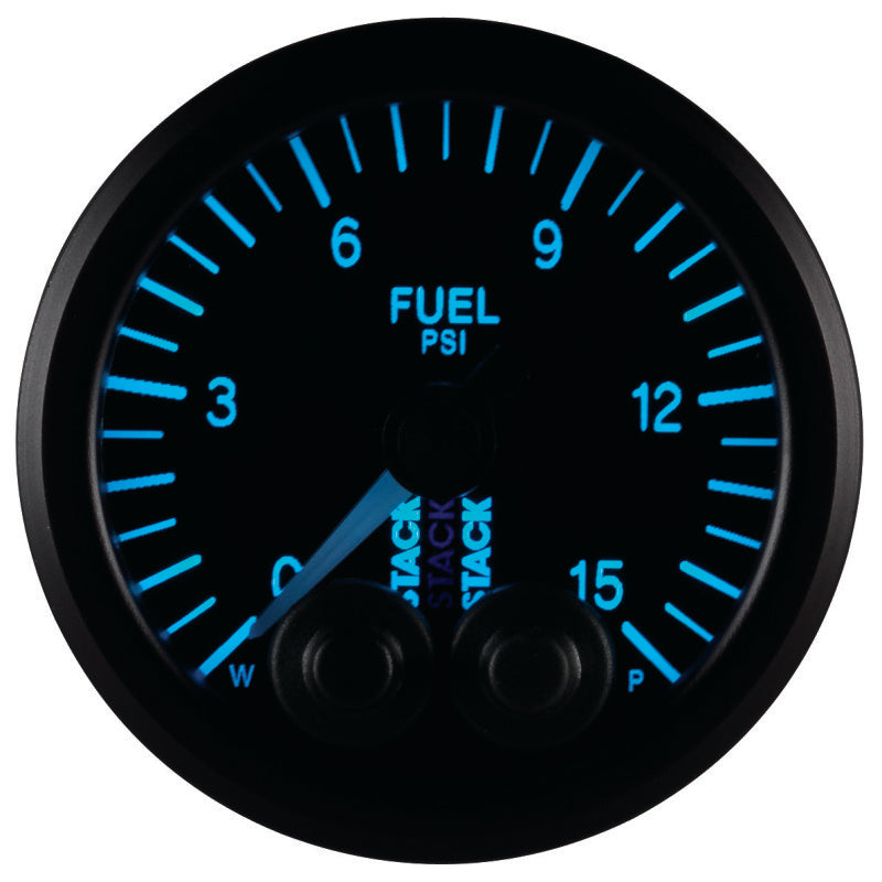 Autometer Stack 52mm 0-15 PSI 1/8in NPTF Male Pro-Control Fuel Pressure Gauge - Black