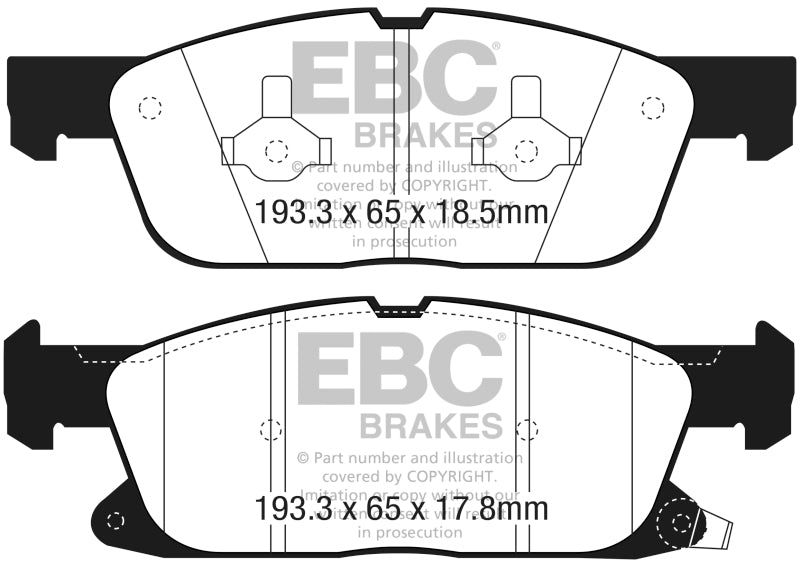 EBC 2016+ Lincoln Continental (10th Gen) 2.7L Twin Turbo Greenstuff Front Brake Pads