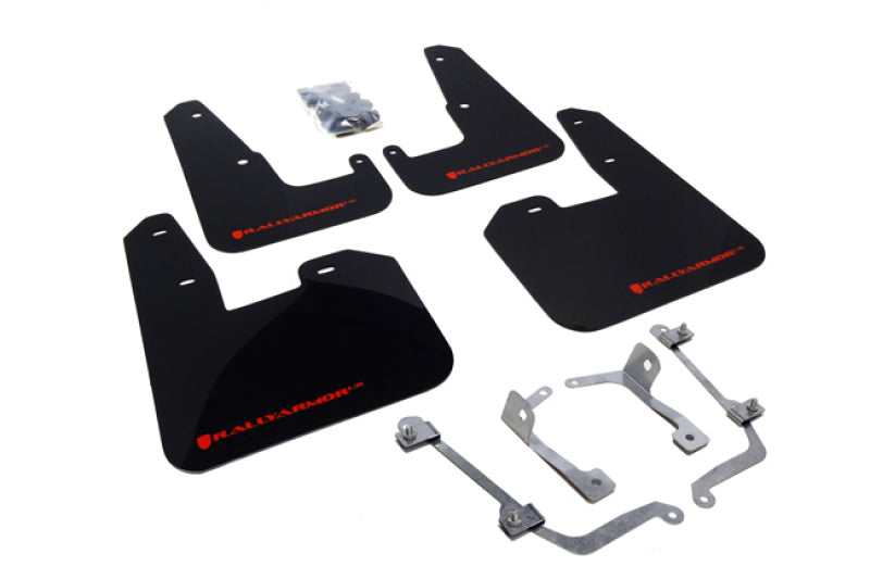 Rally Armor 08-11 Subaru STI (nur Hatch) / 11-14 WRX (nur Hatch) Schwarzer UR-Schmutzfänger mit rotem Logo