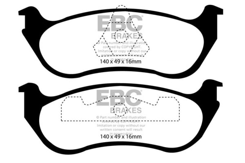 EBC 95-97 Ford Crown Victoria 4.6 (ABS) (Steel PisTons) Greenstuff Rear Brake Pads