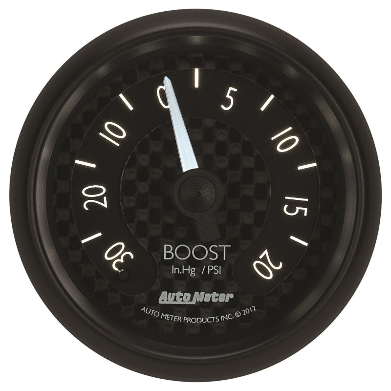 
                      
                        Autometer GT Series 52mm Mechanicl 30 In Hg/20 psi Vacuum/Boost Gauge
                      
                    