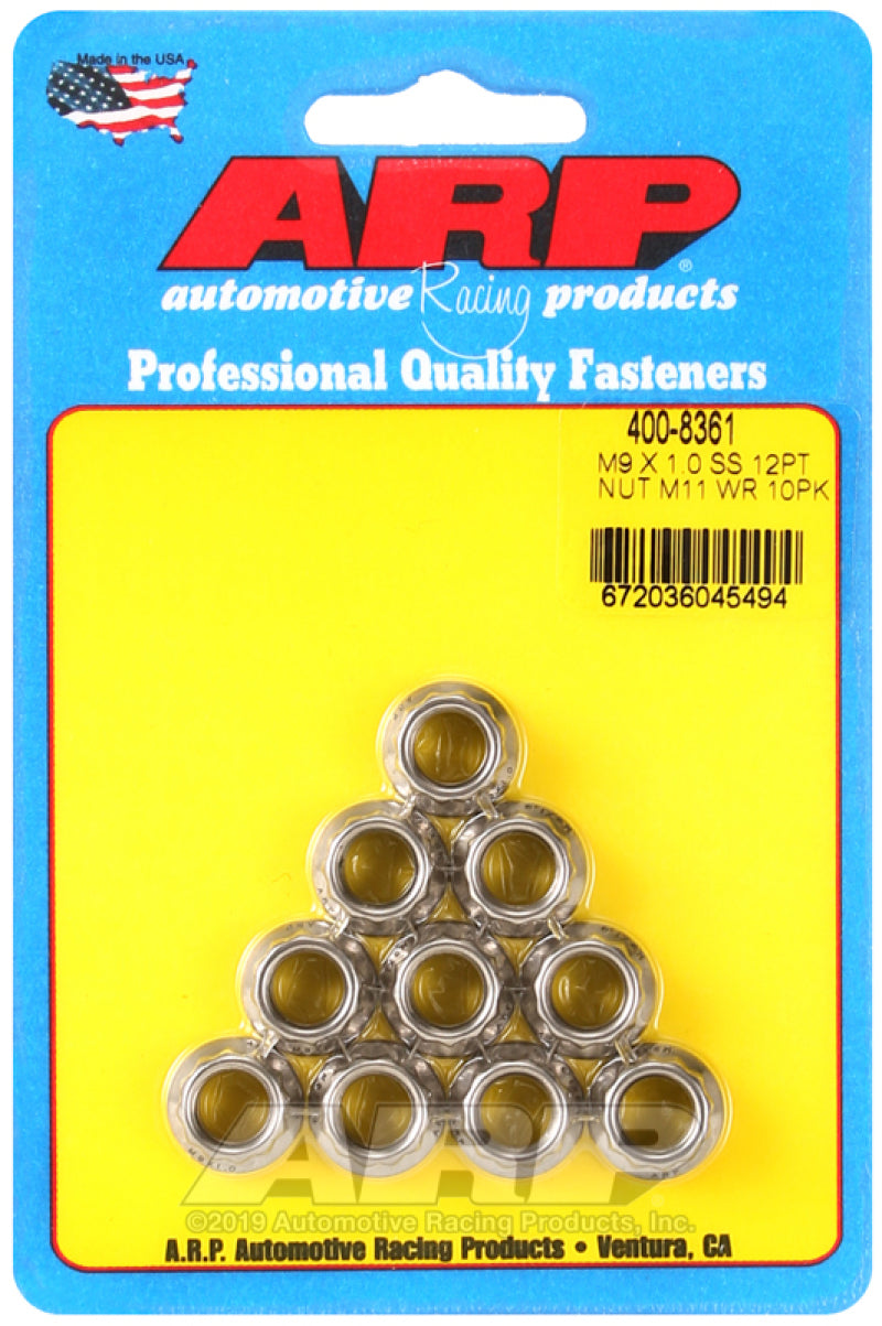 ARP M9 x 1.00 (M11 WR) SS 12pt Nut Kit (Set of 10)