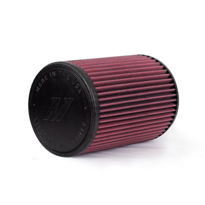 Mishimoto-Luftfilter mit geformtem Logo, rotes Öl, 8-lagige Baumwolle mit Schneckengetriebeklemme