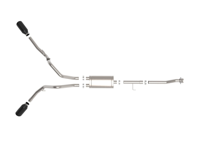 aFe Vulcan 3in 304 SS Cat-Back Układ Wydechowy 2021 Ford F-150 V6 2.7L/3.5L (tt)/V8 5.0L z Czarnymi Końcówkami