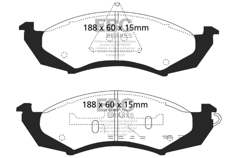 EBC 89-91 Ford Thunderbird 3.8 Redstuff Front Brake Pads