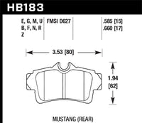 Hawk Performance HB183F.660 brake pad shape and dimensions — HB183 technical drawing