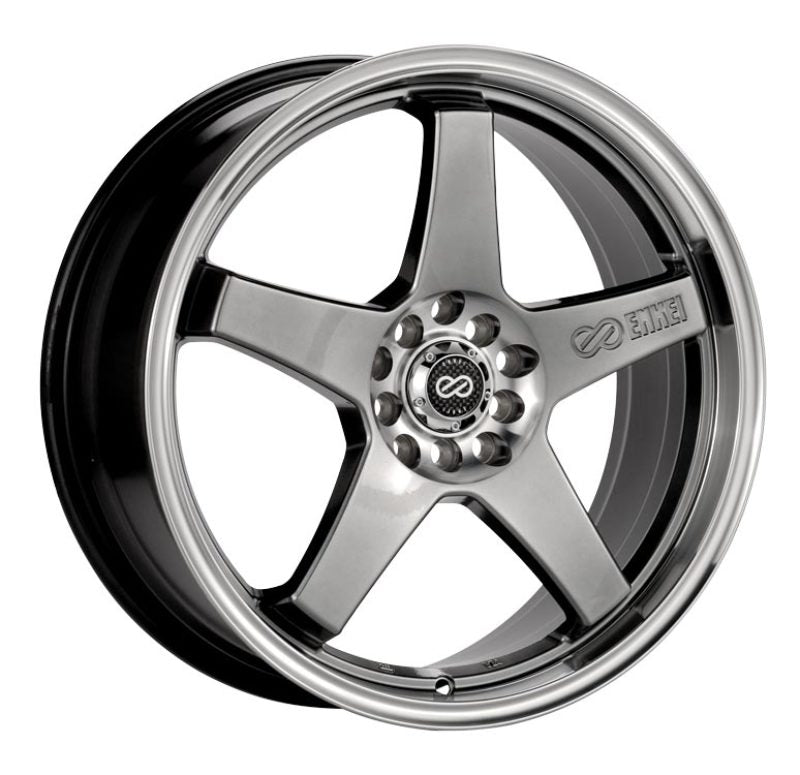 Enkei EV5 17x7 4x100/114.3 45mm Offset 72.6 Bore Diameter Hyper Black w/ Machined Lip Wheel