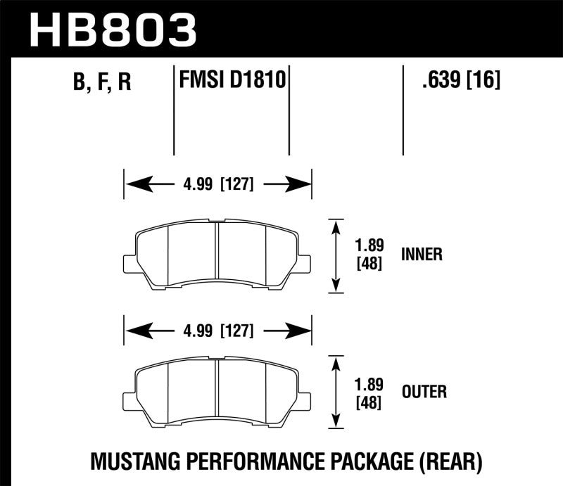 Hawk 16-17 Ford Mustang Brembo-Paket HPS Bremsbeläge hinten