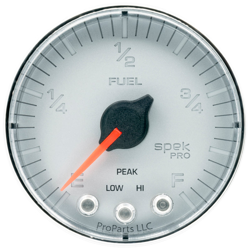 Autometer Spek-Pro Gauge Fuel Level 2 1/16in 0-270 Programmable Slvr/Chrm