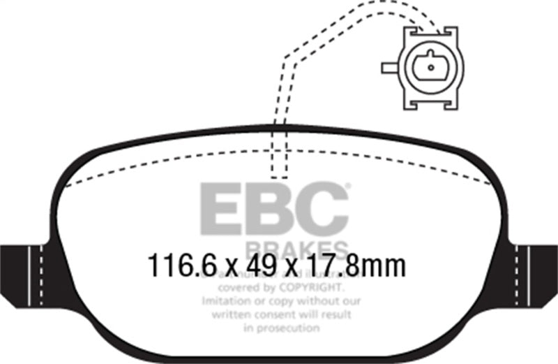 EBC 2014+ Alfa Romeo 4C 1.75L Turbo Redstuff Rear Brake Pads