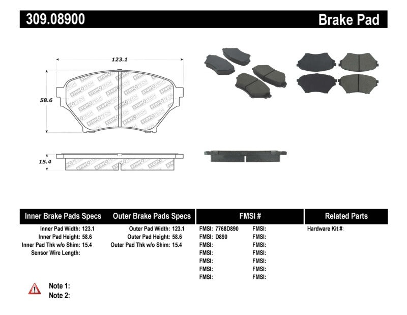 
                      
                        StopTech Performance 01-05 Miata w/ Sport Suspension Front Brake Pads D890
                      
                    