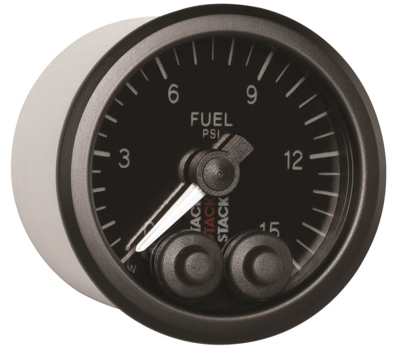 
                      
                        Autometer Stack 52mm 0-15 PSI 1/8in NPTF Male Pro-Control Fuel Pressure Gauge - Black
                      
                    