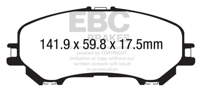 
                      
                        EBC 14+ Nissan Rogue 2.5 2 row seating Yellowstuff Front Brake Pads
                      
                    