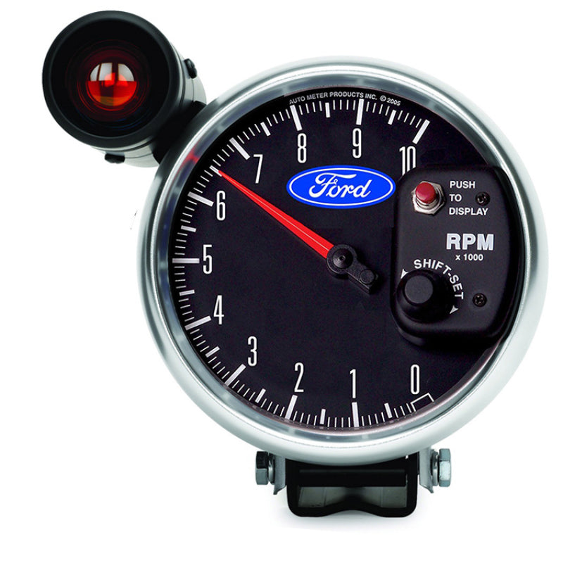 Autometer Ford 5in. 10K RPM Pedestal w/ Ext. Shift-Lite Tachometer Gauge