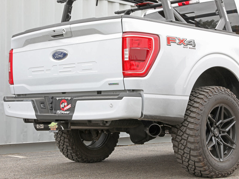 aFe Gemini XV 3in 304 SS układ wydechowy Cat-Back 2021 Ford F-150 V6 2.7L/3.5L (tt)/V8 5.0L z czarnymi końcówkami CO