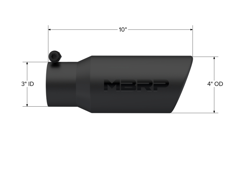 
                      
                        MBRP Universal Tip 4in OD 3in Inlet 10in Length Angled Rolled End Black
                      
                    