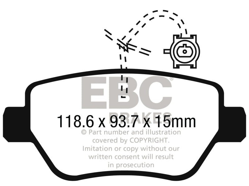 EBC 2014-2016 Maserati Ghibli 3.0L Twin Turbo (330) Redstuff Rear Brake Pads