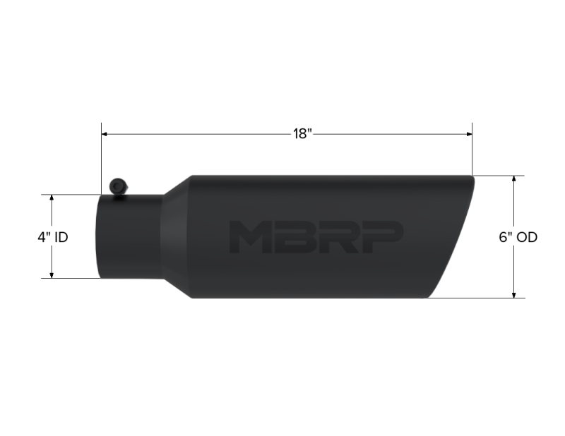 
                      
                        MBRP Universal Tip 6in OD Rolled End 4in Inlet 18in L Black Coated Exhaust Tip
                      
                    